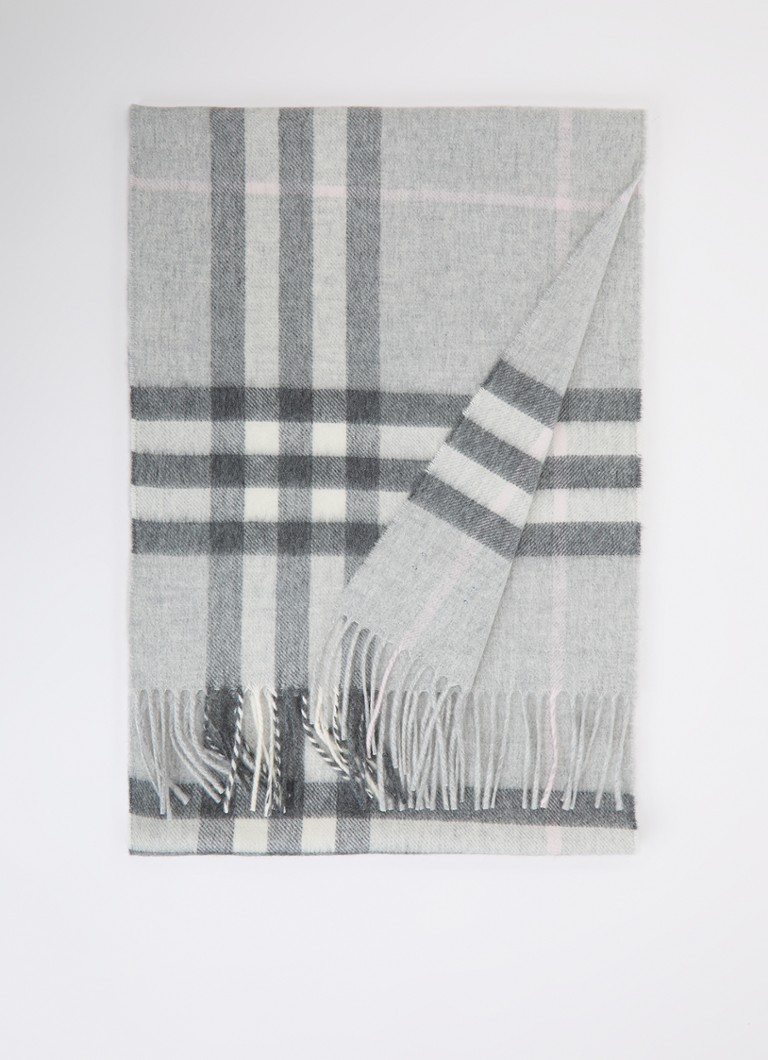 Burberry Heren Sjaal van kasjmier met ruitdessin 170 x 30 cm in de kleur Grijs, maat: OS