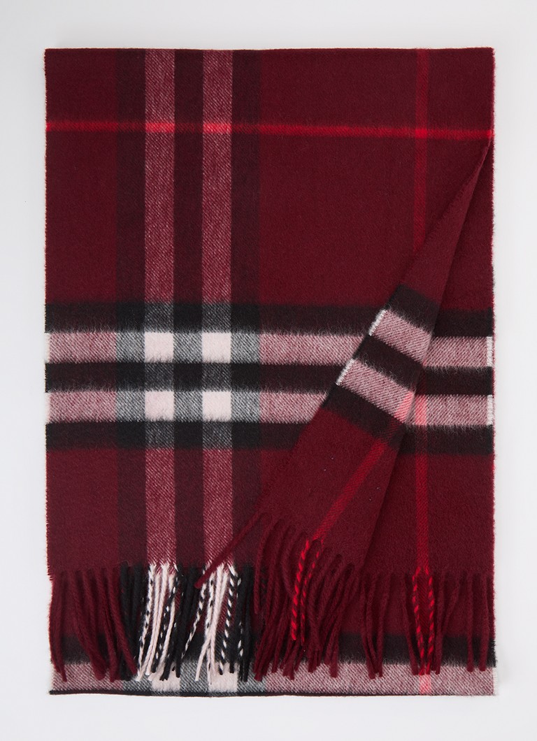 Burberry Heren Sjaal van kasjmier met ruitdessin 170 x 30 cm in de kleur Donkerrood, maat: OS