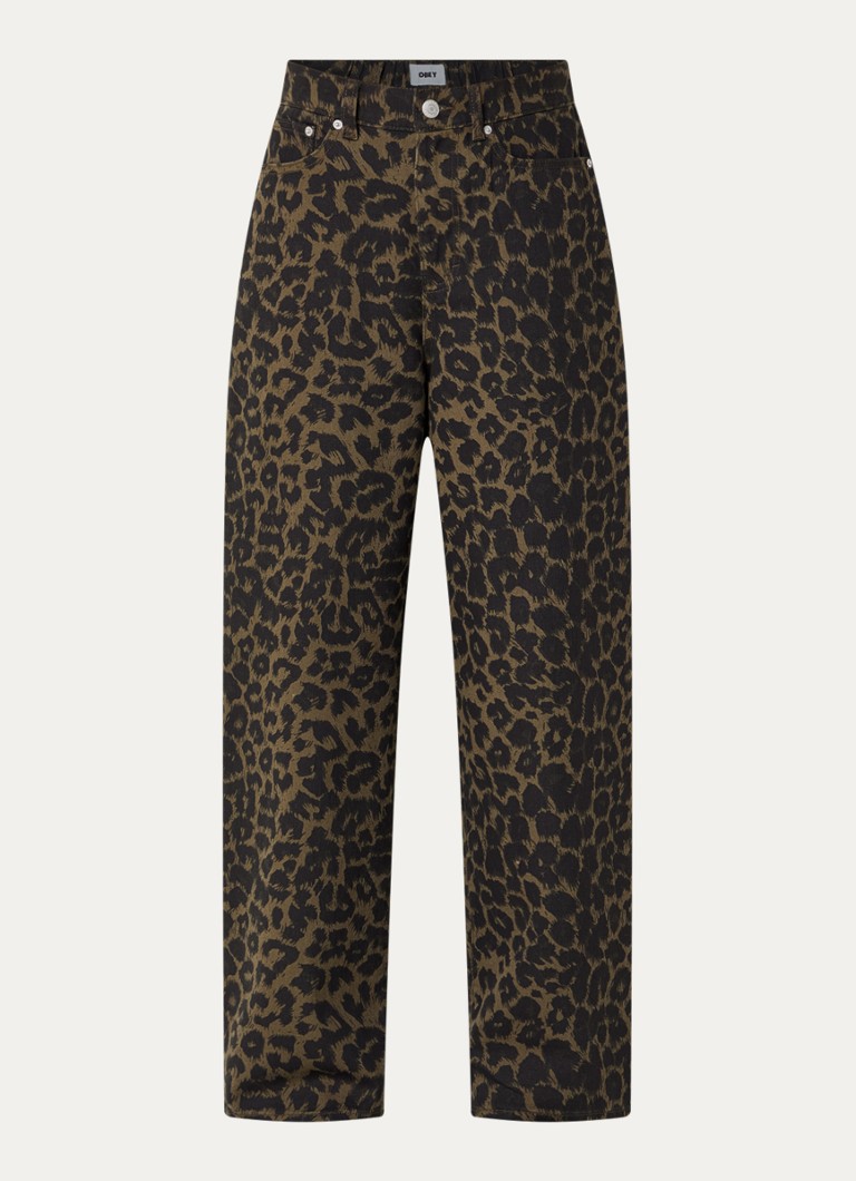 Obey Dames Alysa high waist wide fit jeans met gekleurde wassing in de kleur Bronsgroen, maat: W 30