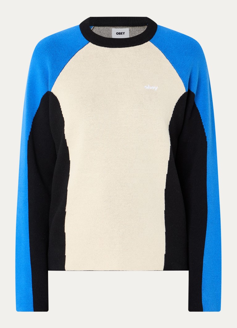Obey Dames Angie trui met logoprint in de kleur Gebroken wit, maat: L