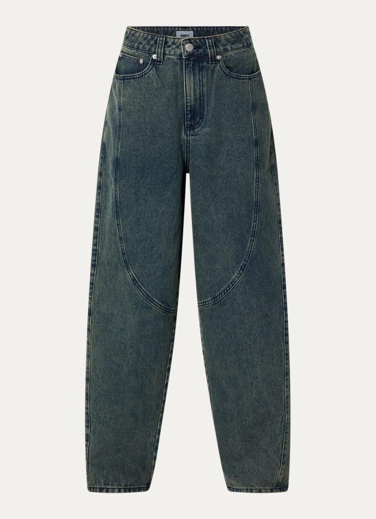 Obey Dames Nana high waist wide leg jeans met medium wassing in de kleur Indigo, maat: W 28