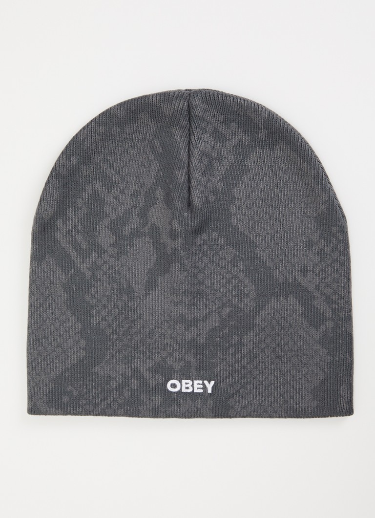 Obey Dames Silo muts met logoborduring in de kleur Grijs, maat: ONE SIZE
