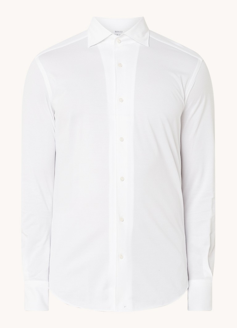 Boggi Milano Heren Regular fit overhemd met stretch in de kleur Wit