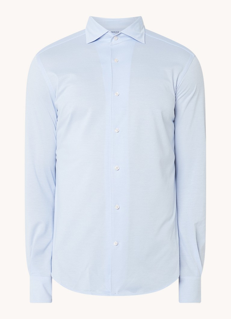 Boggi Milano Heren Regular fit overhemd met stretch in de kleur Lichtblauw