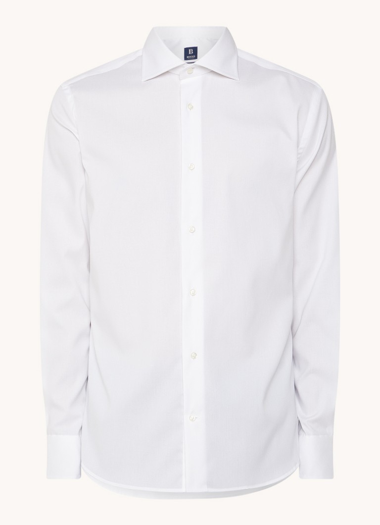 Boggi Milano Heren Slim fit overhemd met cut away kraag in de kleur Wit