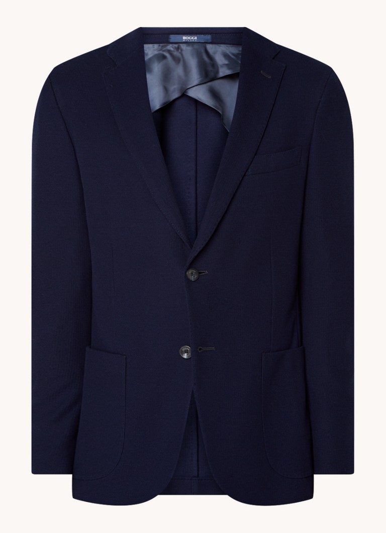Boggi Milano Heren Bari fijngebreide regular fit colbert met steekzakken in de kleur Donkerblauw
