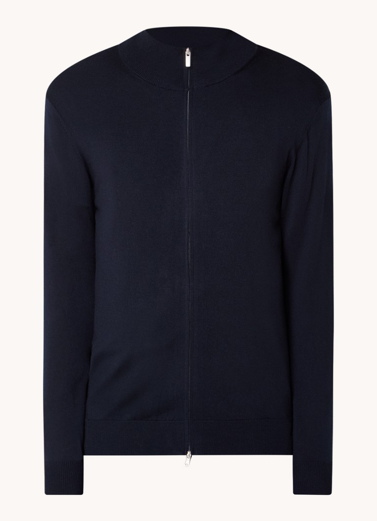 Boggi Milano Heren Fijngebreid vest van wol in de kleur Donkerblauw