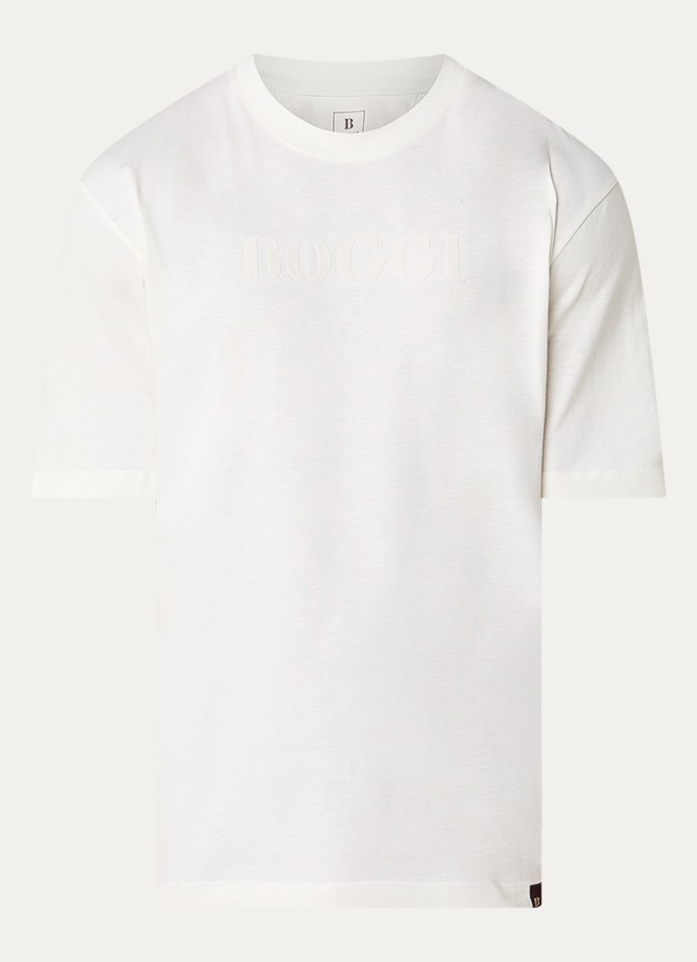 Boggi Milano Heren T-shirt met logoprint in de kleur Wit