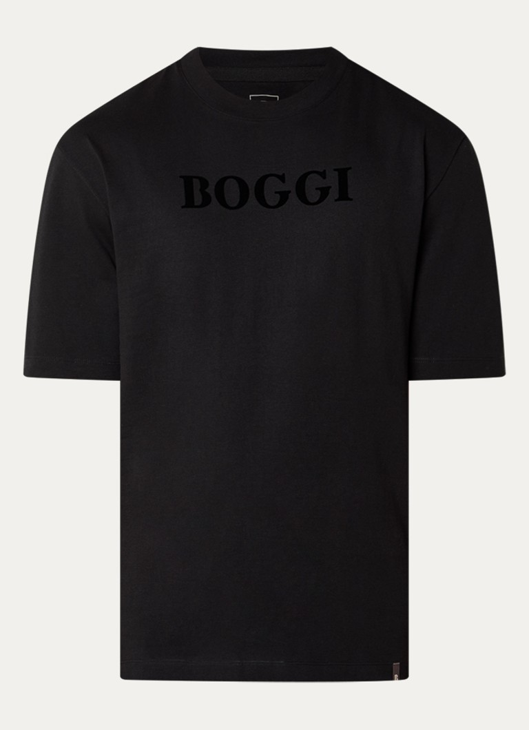 Boggi Milano Heren T-shirt met logoprint in de kleur Zwart