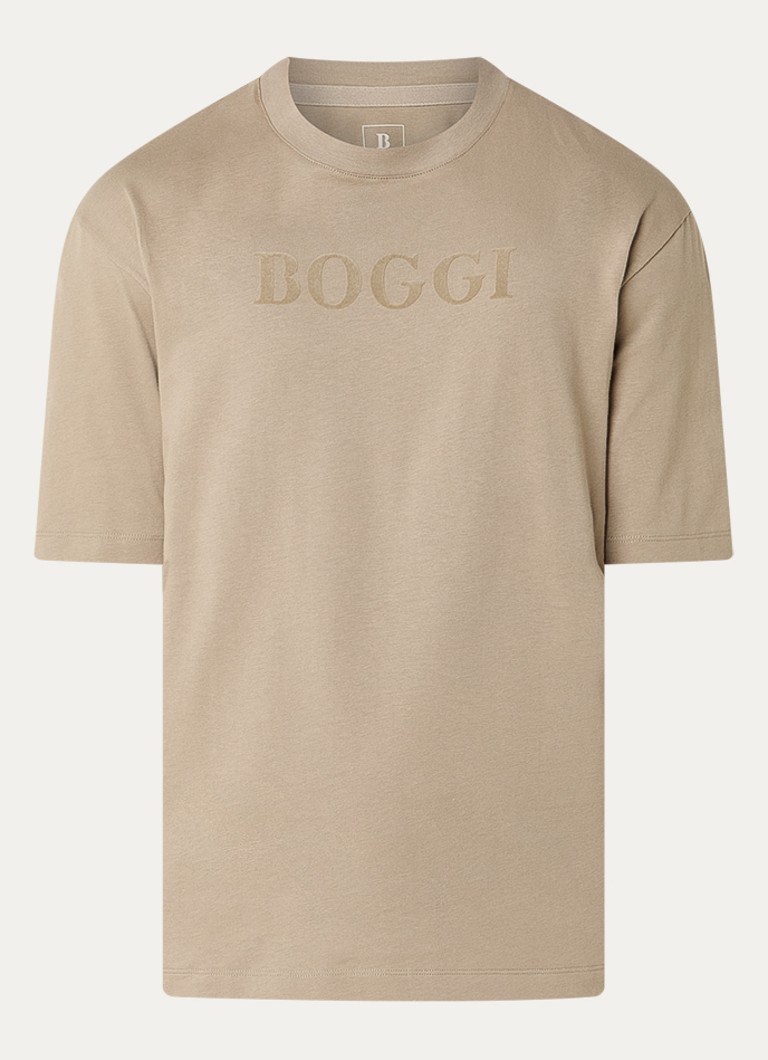 Boggi Milano Heren T-shirt met ronde hals in de kleur Donkerbeige
