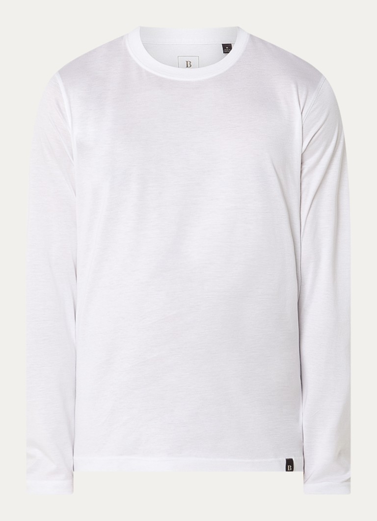 Boggi Milano Heren Longsleeve met ronde hals in de kleur Wit