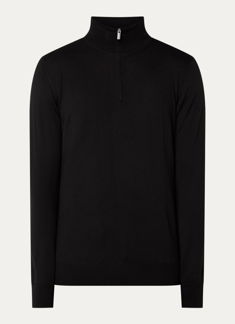 Boggi Milano Heren Fijngebreid vest van wol in de kleur Zwart