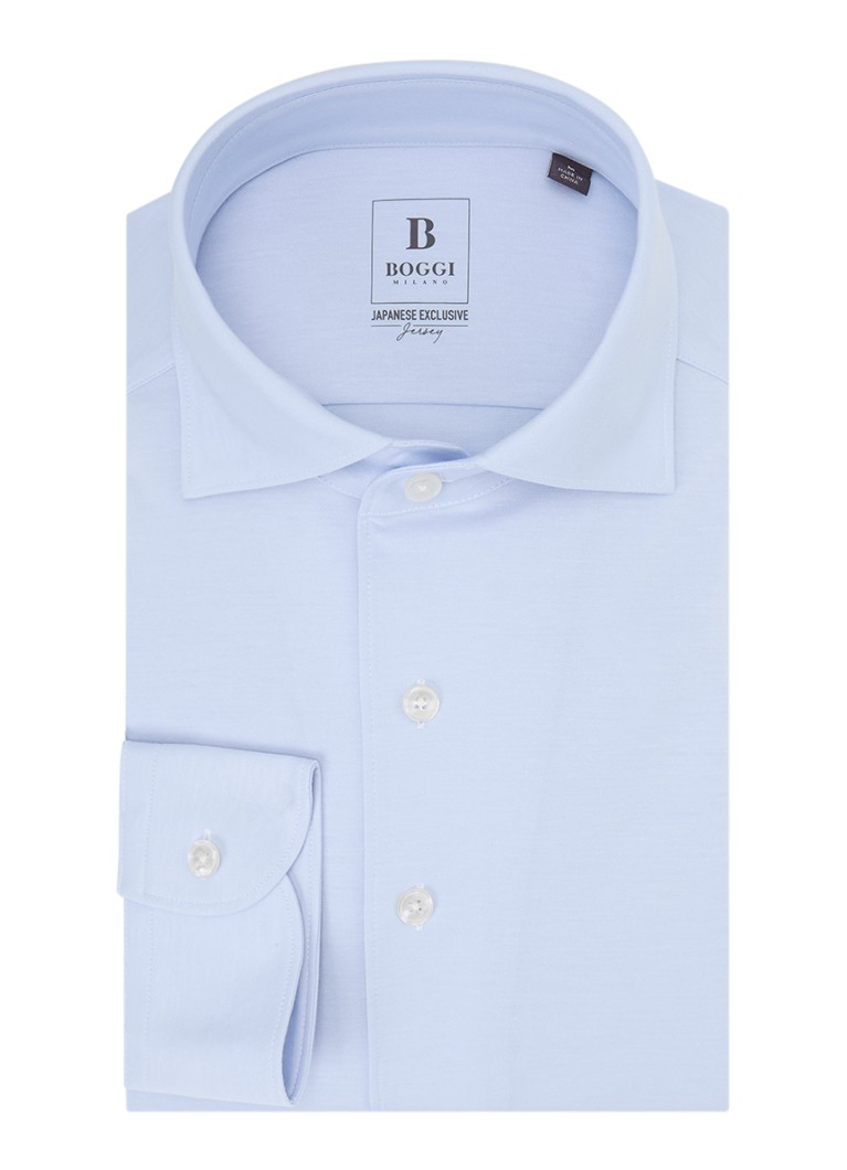 Boggi Milano Heren Regular fit overhemd met stretch in de kleur Lichtblauw