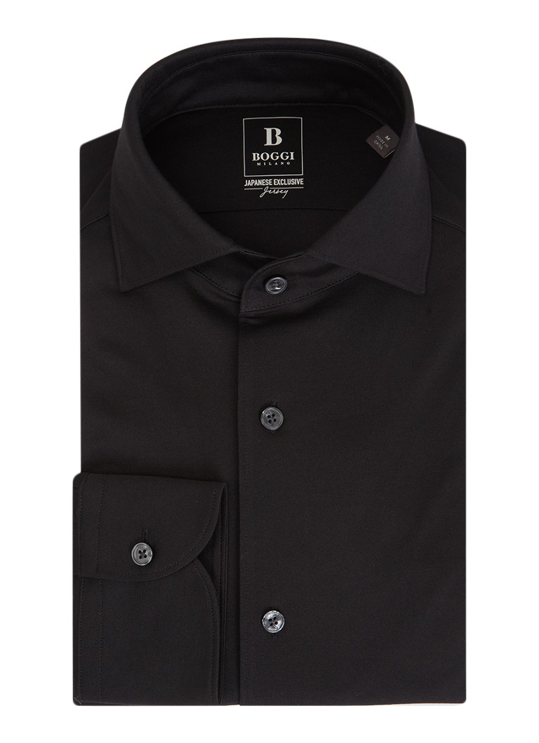 Boggi Milano Heren Regular fit overhemd met stretch in de kleur Zwart