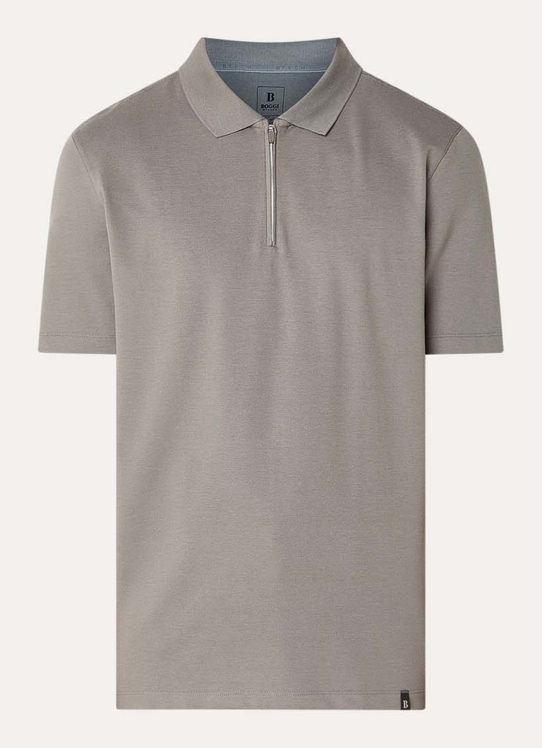 Boggi Milano Heren Regular fit polo met halve rits in de kleur Zand