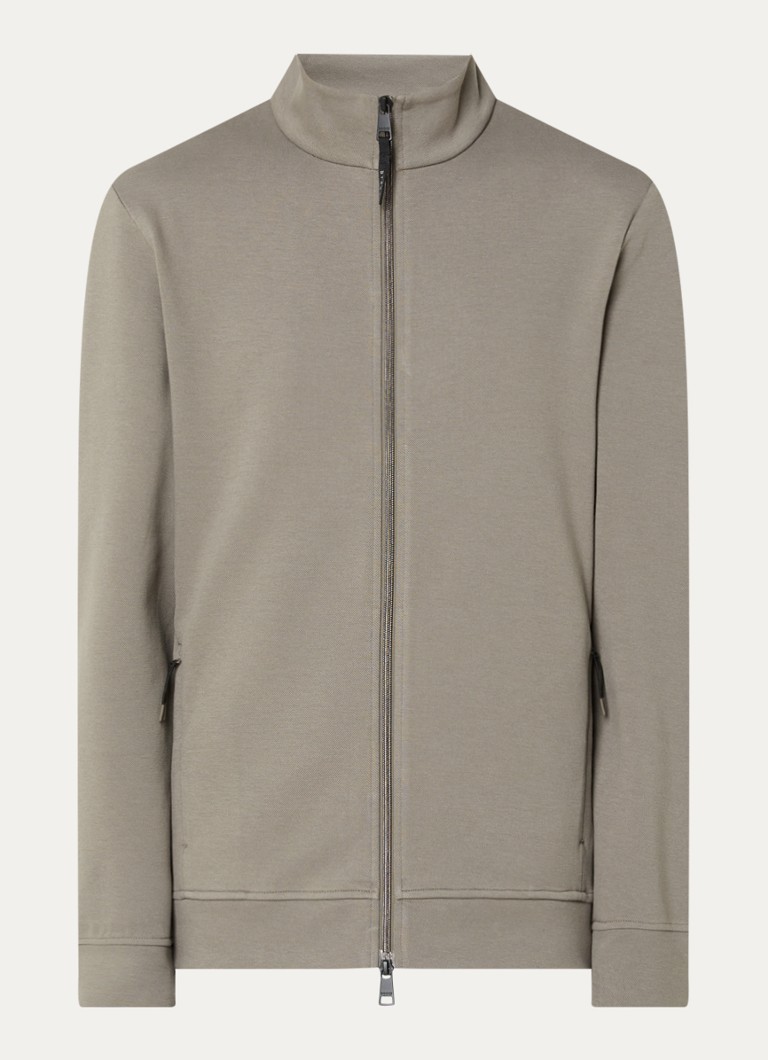Boggi Milano Heren sweatvest met opstaande kraag en steekzakken in de kleur Donkerbeige