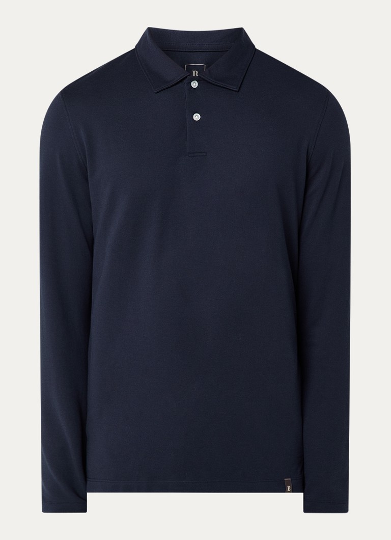 Boggi Milano Heren Regular fit polo met stretch in de kleur Donkerblauw