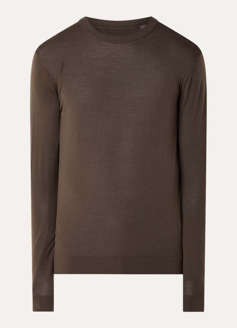 Boggi Milano Heren Fijn gebreide pullover van wol in de kleur Donkerbruin