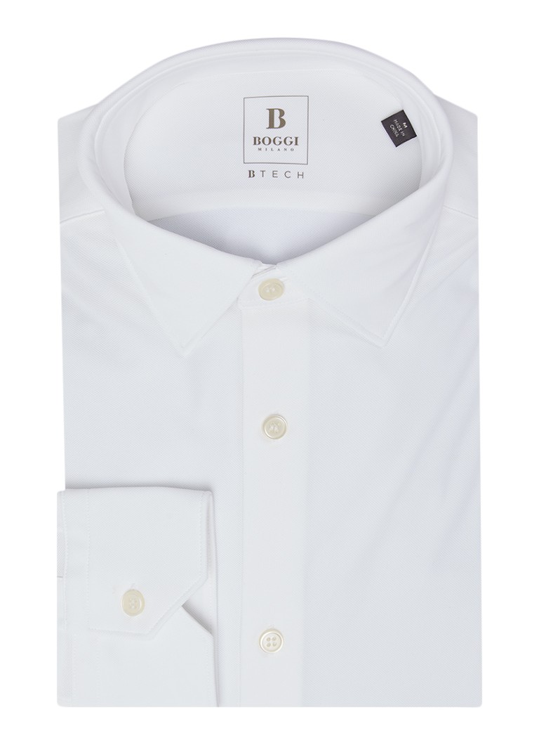Boggi Milano Heren Regular fit overhemd met stretch in de kleur Wit