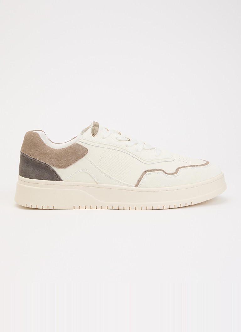 Boggi Milano Heren Journey sneaker van leer met suède details in de kleur Creme
