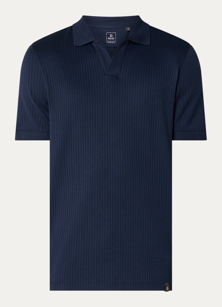 Boggi Milano Heren Regular fit polo met structuur in de kleur Donkerblauw