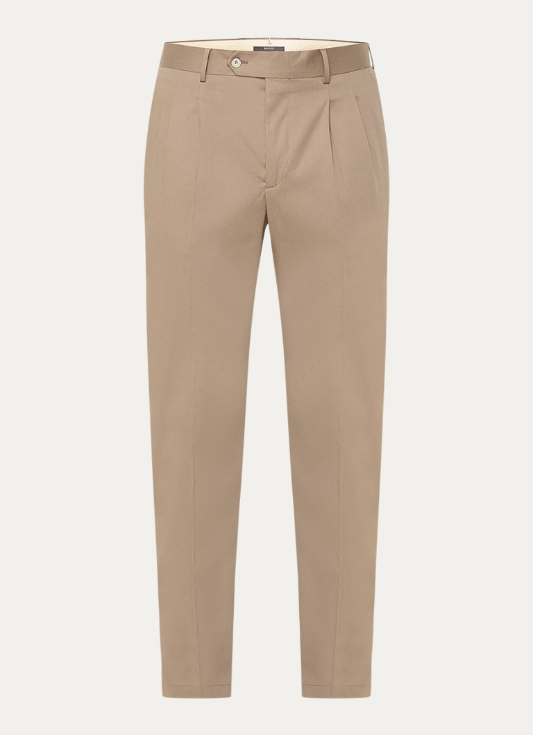 Boggi Milano Heren Straight fit pantalon met persplooi en steekzakken in de kleur Bruin