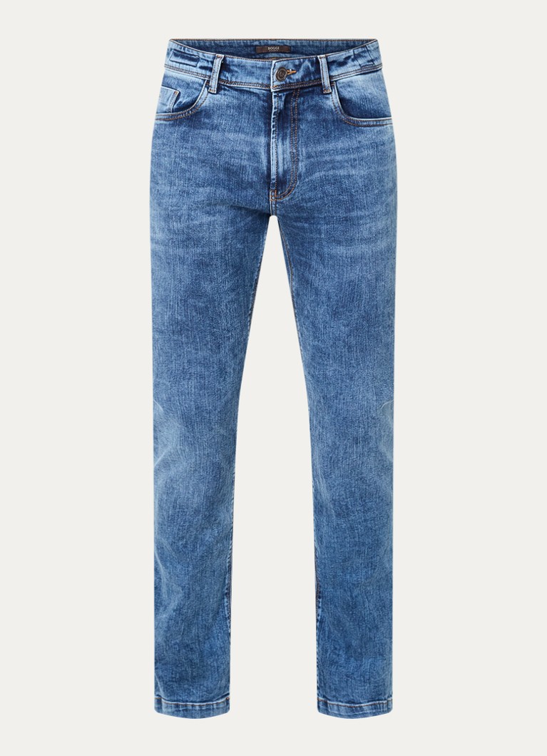 Boggi Milano Heren Slim fit jeans met medium wassing in de kleur Indigo