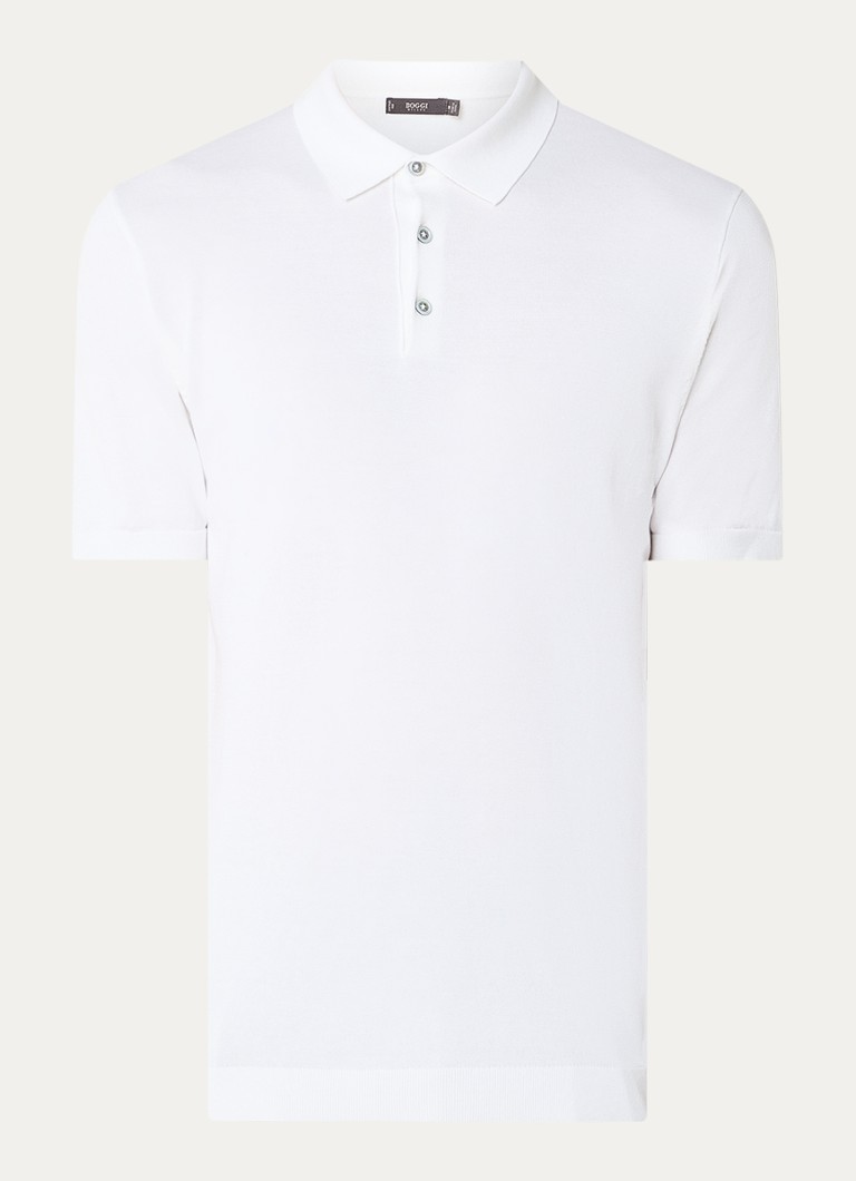 Boggi Milano Heren Regular fit polo in zijdeblend in de kleur Wit