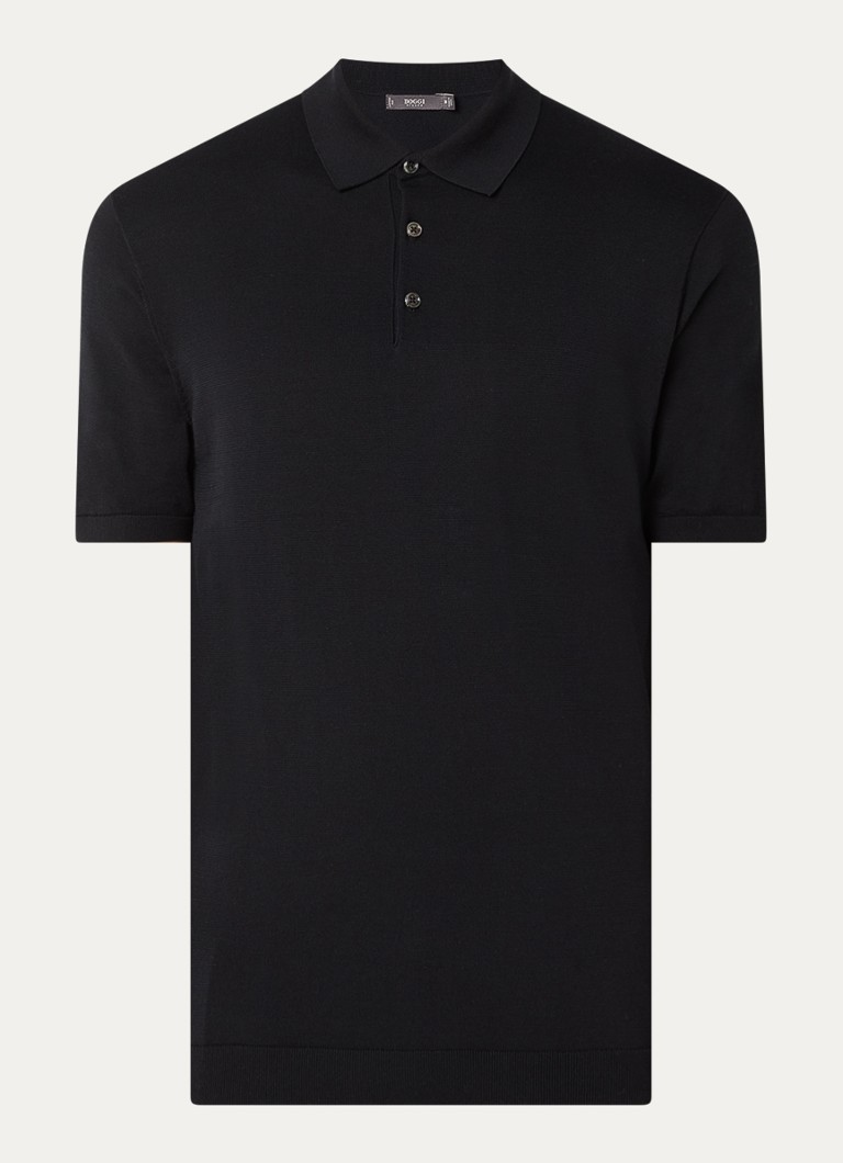 Boggi Milano Heren Regular fit polo in zijdeblend in de kleur Zwart