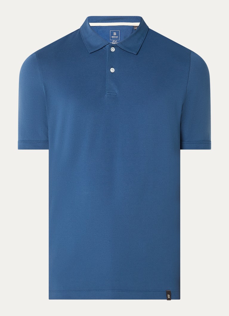 Boggi Milano Heren Regular fit polo met stretch in de kleur Blauw