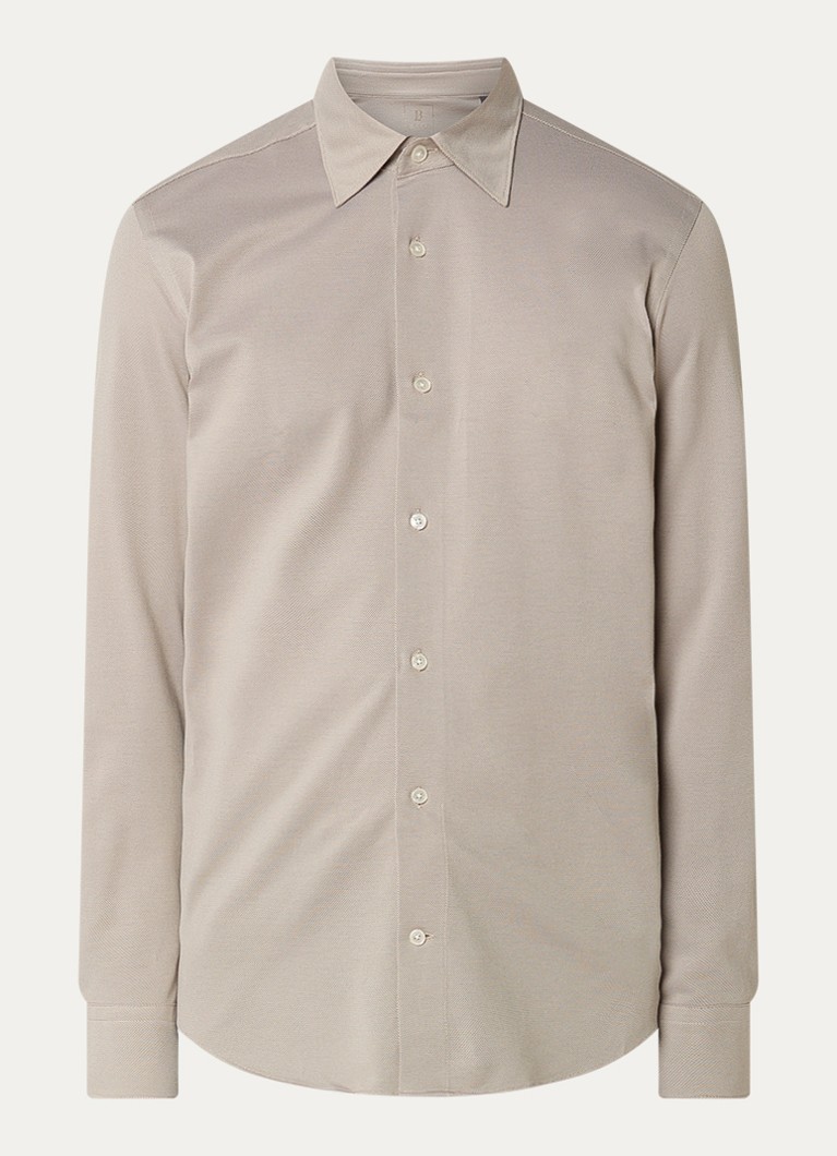 Boggi Milano Heren Regular fit overhemd met microdessin in de kleur Donkerbeige