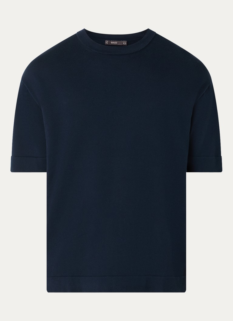 Boggi Milano Heren T-shirt met ronde hals in de kleur Donkerblauw