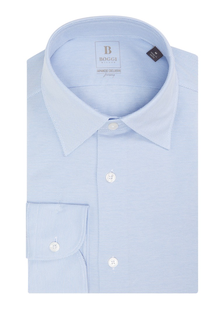 Boggi Milano Heren Regular fit overhemd met stretch in de kleur Lichtblauw