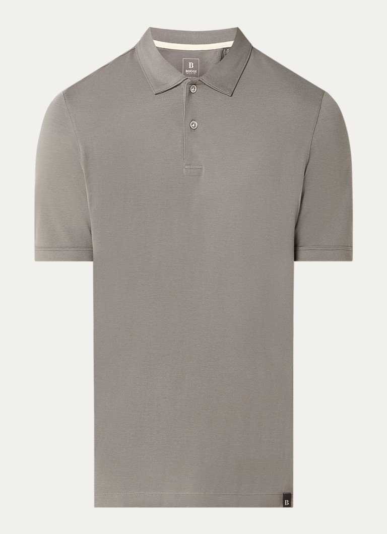 Boggi Milano Heren Regular fit polo met stretch in de kleur Olijfgroen