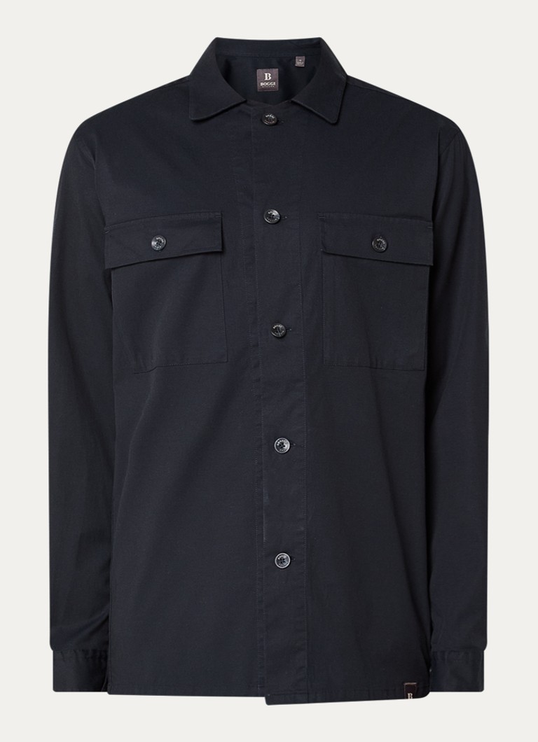 Boggi Milano Heren Regular fit overhemd met borstzakken in de kleur Donkerblauw