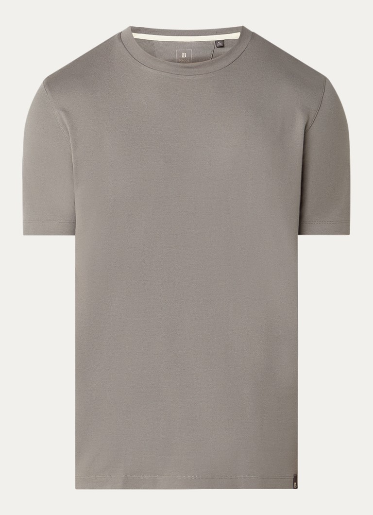 Boggi Milano Heren T-shirt met ronde hals in de kleur Olijfgroen