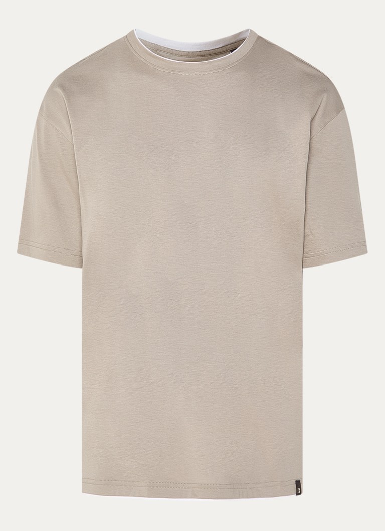 Boggi Milano Heren T-shirt met ronde hals in de kleur Donkerbeige