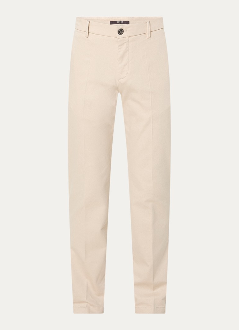 Boggi Milano Heren Slim fit pantalon met steekzakken in de kleur Creme