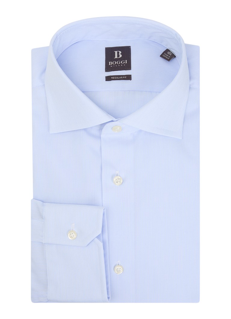 Boggi Milano Heren Regular fit overhemd met streepprint in de kleur Lichtblauw
