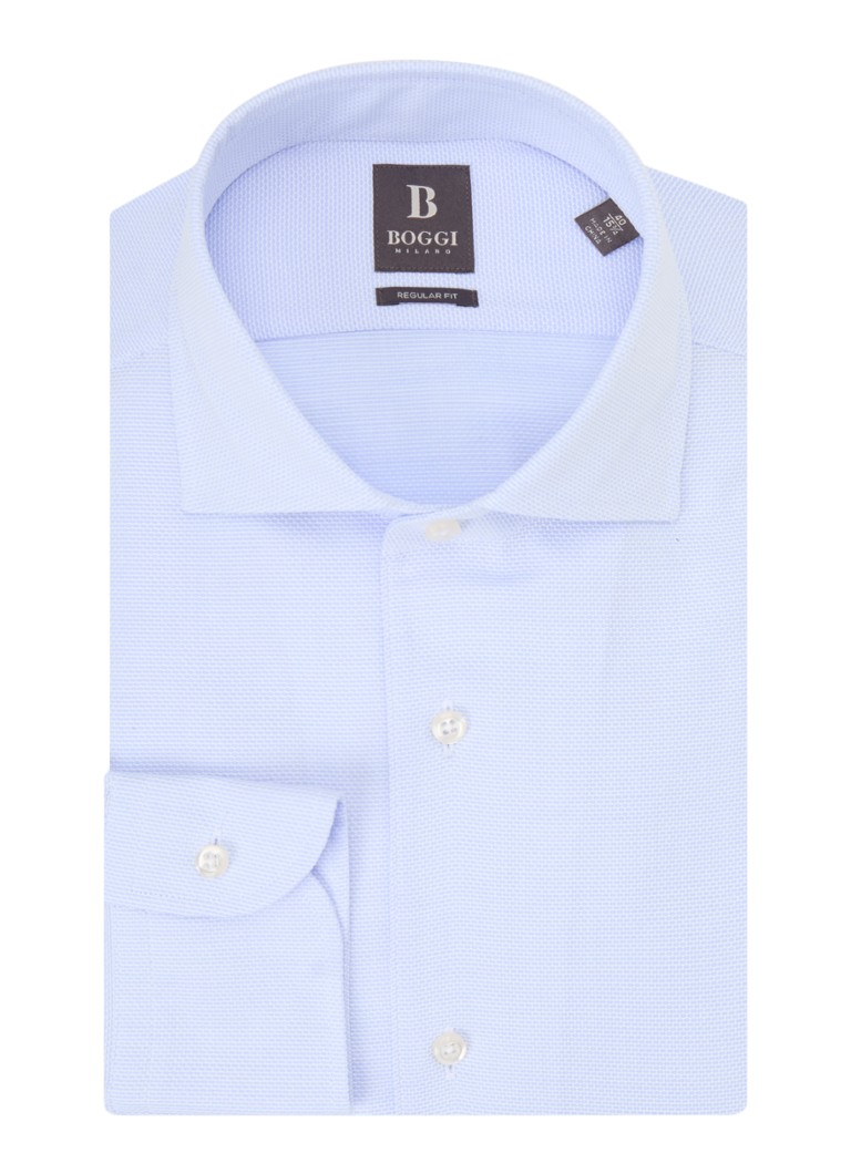 Boggi Milano Heren Regular fit overhemd met print in de kleur Lichtblauw