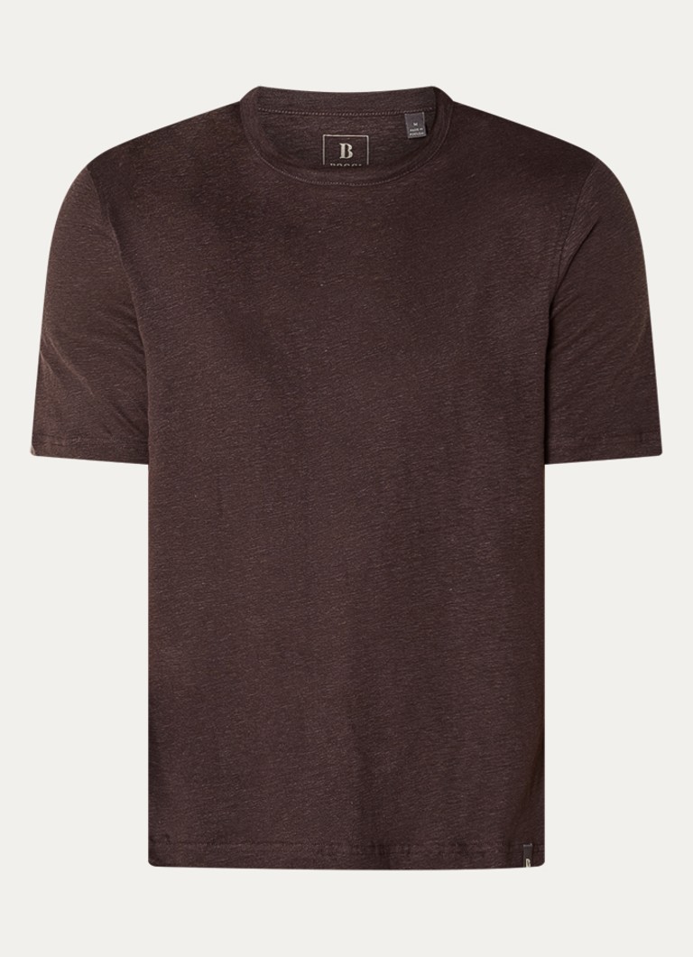 Boggi Milano Heren T-shirt in linnenblend in de kleur Kastanjebruin