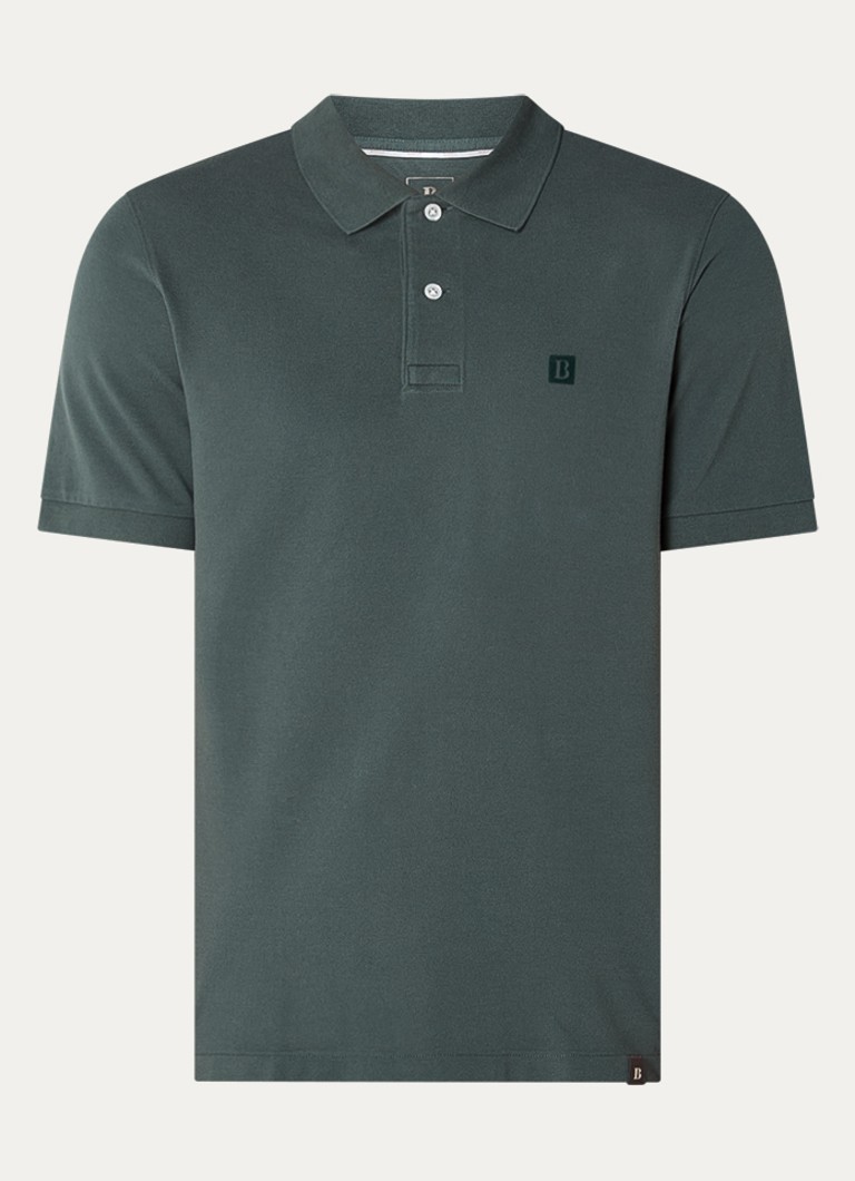Boggi Milano Heren Regular fit polo met logoprint in de kleur Zeegroen
