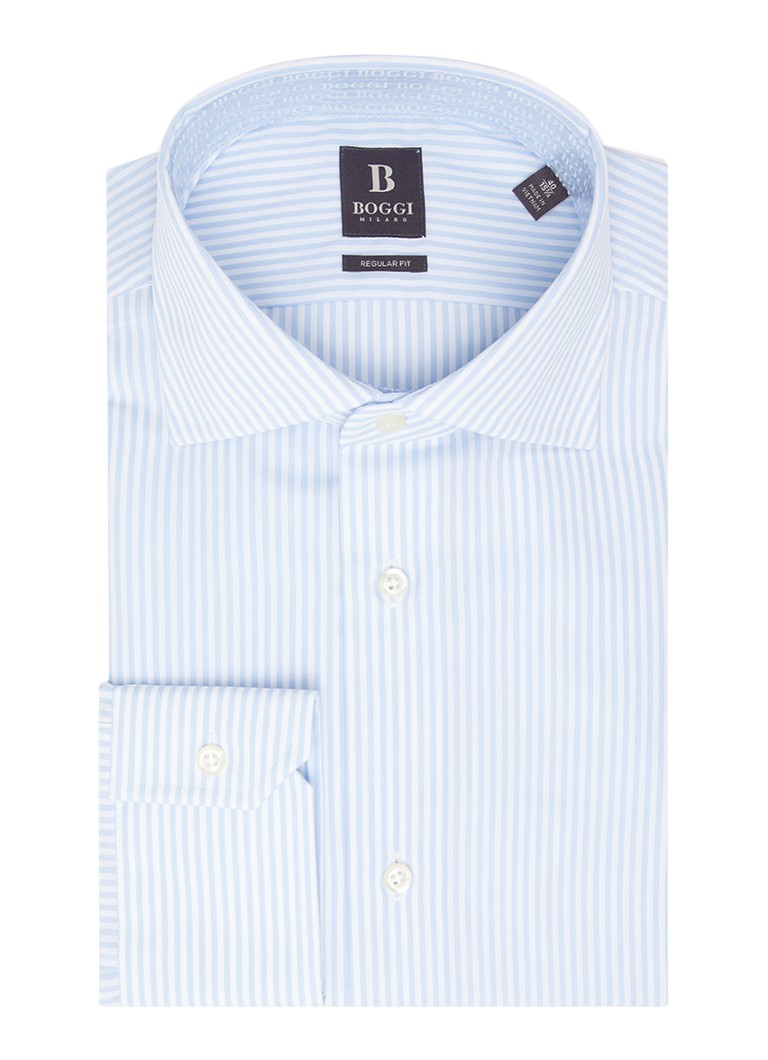 Boggi Milano Heren Regular fit overhemd met streepprint in de kleur Lichtblauw