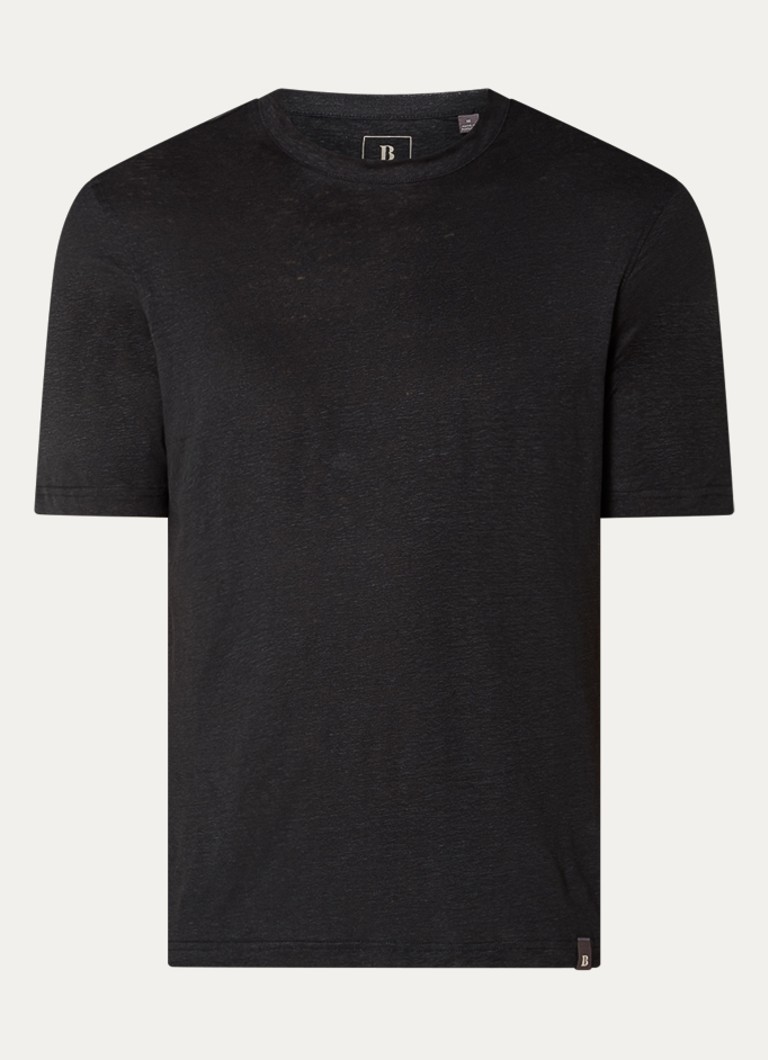 Boggi Milano Heren T-shirt in linnenblend in de kleur Antraciet