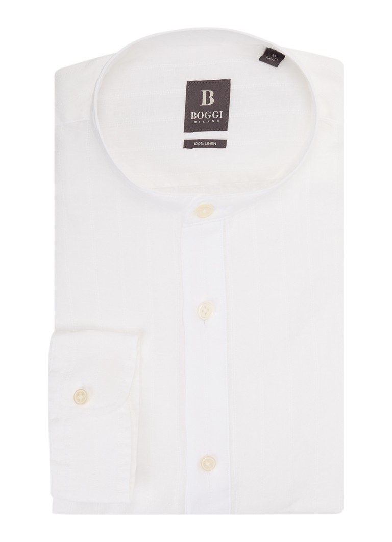 Boggi Milano Heren Regular fit overhemd van linnen in de kleur Wit