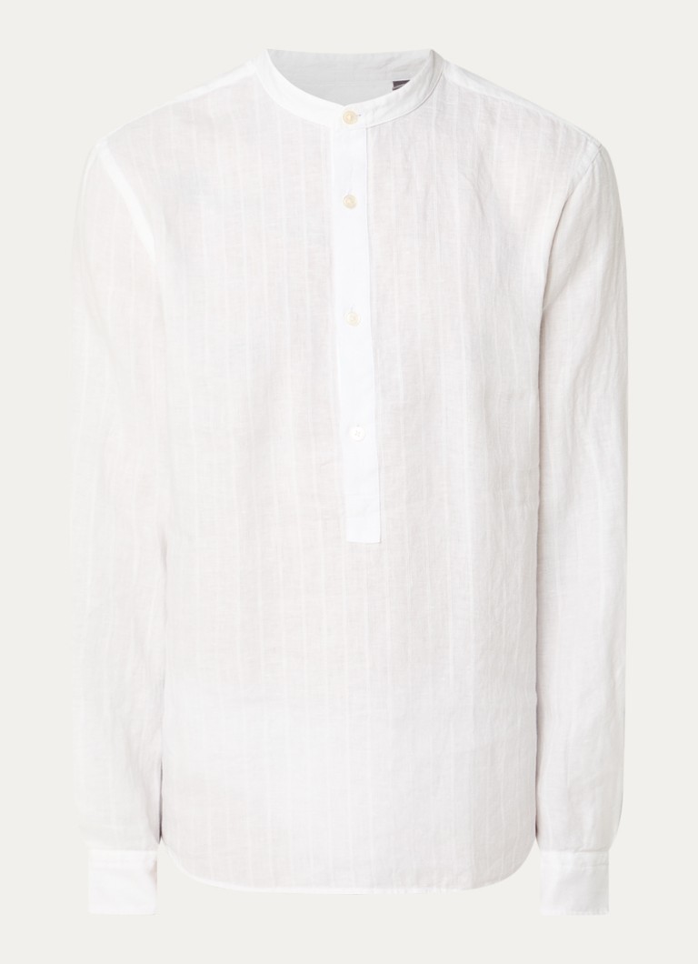 Boggi Milano Heren Regular fit overhemd van linnen in de kleur Wit