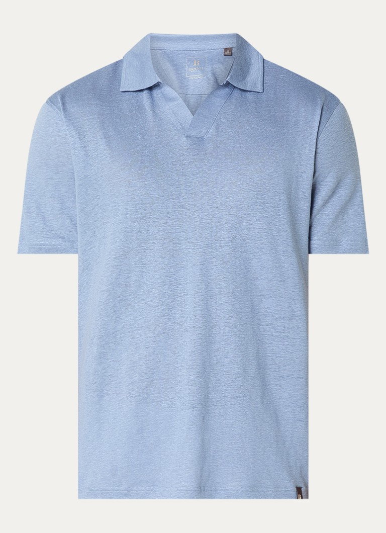 Boggi Milano Heren Regular fit polo in linnenblend in de kleur Blauwgrijs