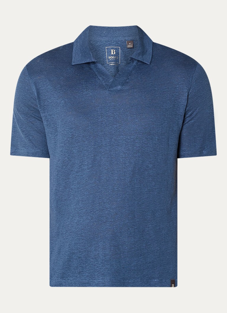 Boggi Milano Heren Regular fit polo in linnenblend met stretch in de kleur Petrol