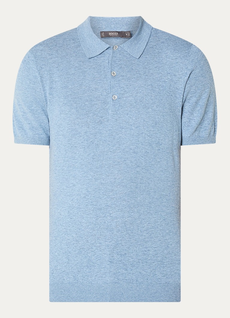 Boggi Milano Heren Regular fit polo in linnenblend met stretch in de kleur Blauwgrijs