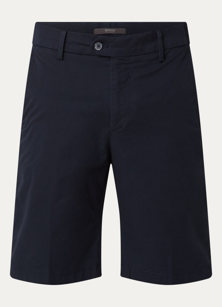 Boggi Milano Heren Straight fit korte chino met steekzakken in de kleur Donkerblauw